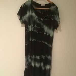 Black dress with.tie-dye look, made in Italy